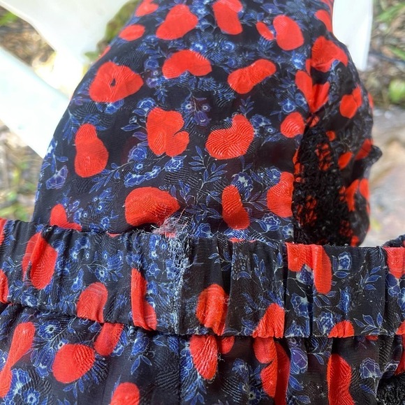 Iro Skirt Womens 32 XS Red Black Floral Silk Secrets Mini Summer Flowy Boho - Picture 7 of 10